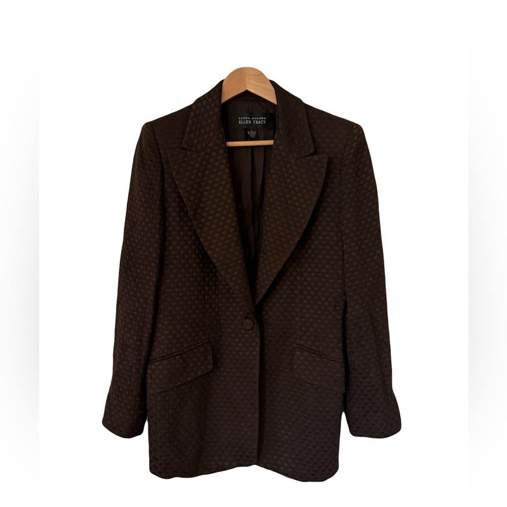 Vintage Brown Oversized Blazer 90s Minimalist Boxy Tailored Jacket Size 8